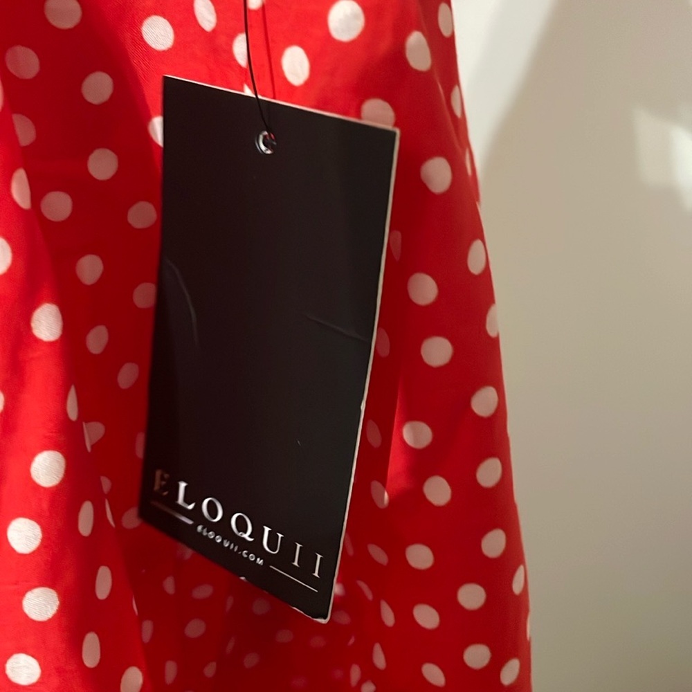NWT ELOQUII Red Polka Dot Mini Skirt Tiered Ruffle Elastic Waist Size 26 Disney - Picture 6 of 11